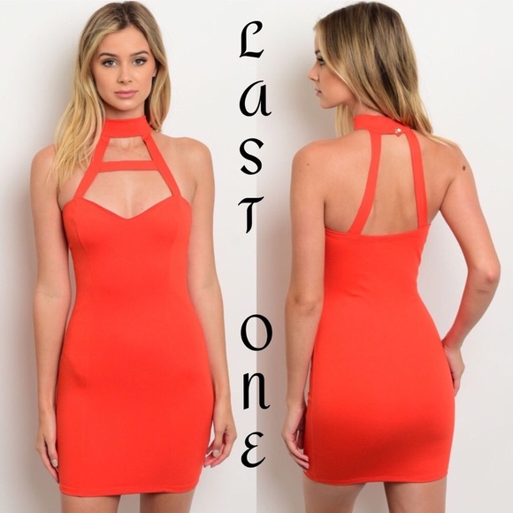The O Boutique Dresses & Skirts - 🎉CLEARANCE🎉 Orange Cut-Out Bodycon Choker Dress